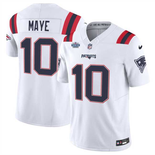 Men & Women & Youth New England Patriots #10 Drake Maye White 2024 With Draft Patch F.U.S.E Vapor Limited Stitched Jersey